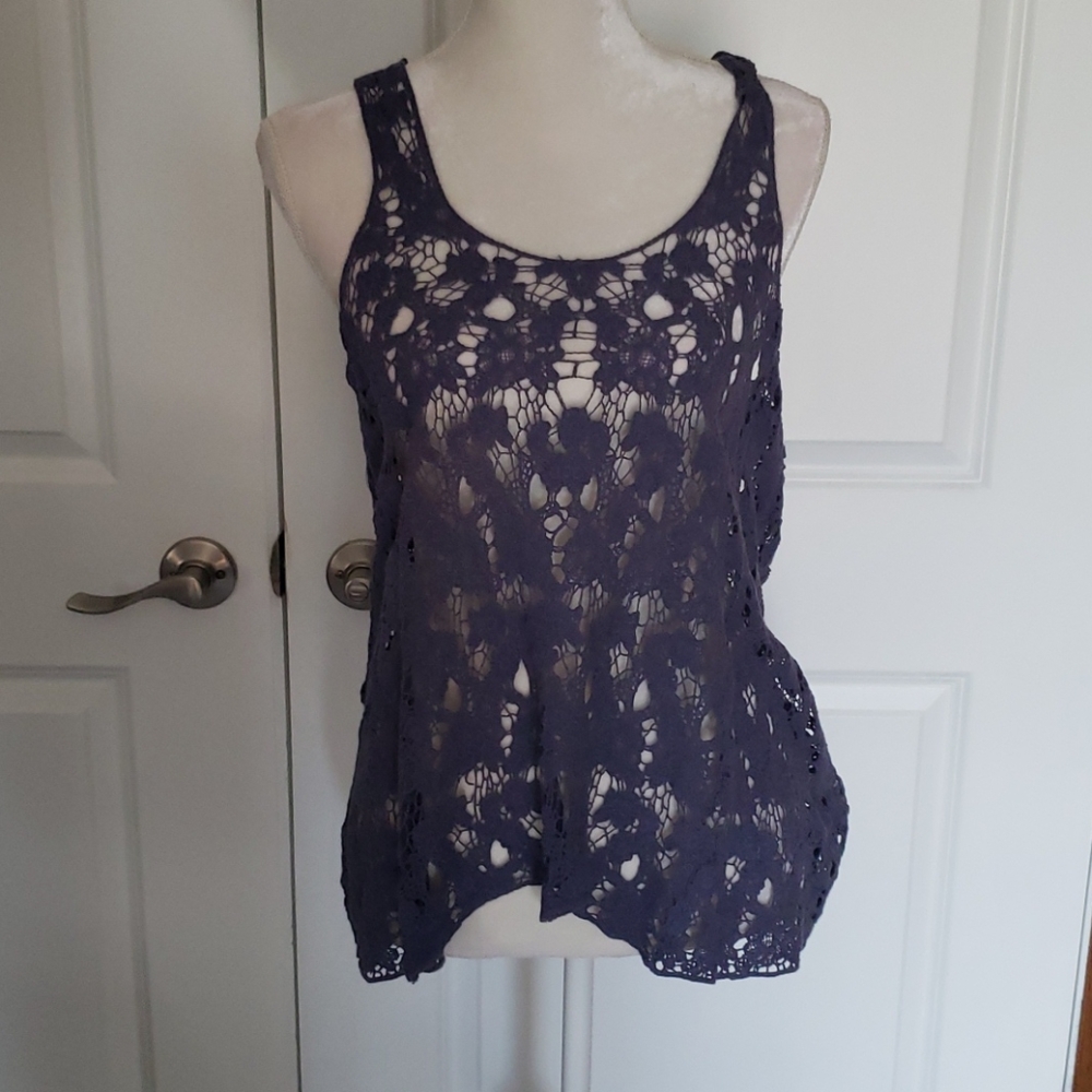 Solitaire by Ravi Khosla Lace/Crocheted Top Tank